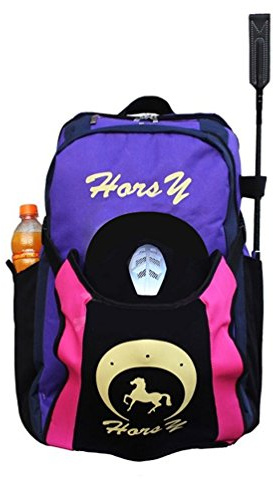 TentHome Professional Horse Riding Boot Bag Helmet Bag Parent-Child Equestrian Horse Riding Backpack with Hat compartment (Adult/teenager/youth Edition:55×36cm, Purple)