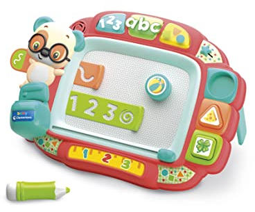 Clementoni Baby 17658 Magnetische Tafel zum Singen und Lernen für Kinder, 18-36 Monate, Lernzentrum für die erste Kindheit, zum Zeichnen, Lehren von Zahlen, Wörtern und Formen, mit Formen und