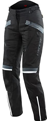Dainese - Tempest 3 D-Dry Lady Pants, Pantalon De Randonnée Moto Pour Femme, Membrane Imperméable, Intérieur Thermique Amovible, Protège-Genoux, Noir/Noir/Ebène, 42
