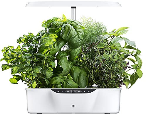 12 Baccelli Giardino Intelligente Altezza Regolabile con Lampada LED per Piante Fioriera da Giardino per Germinazione Serra Idroponica con Timer Automatico per Cucina Casa Bianco