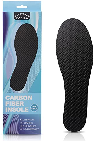 Kohlefaser-Einlegesohle 1 Stück, FAKILO Kohlefaser-Einlegesohlen Schuheinlagen für Damen Herren, starre Unterstützung für Rasenzehen, Fußfrakturen, Hallux Rigidus, Mortons Toe-253mm