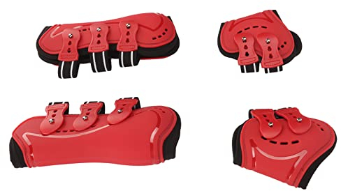 Zerodis 2 Paar Streichkappen für Pferde, Vorne Offene Springsehnen-Pferdegamaschen mit Befestigungsknopf Bequeme Passform Stiefel Beinschutzbandage Zum Reiten Springen (Groß)