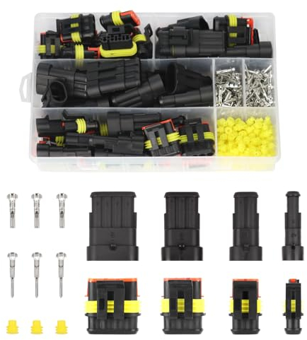 352 Piezas Conector Electrico Impermeable, 1/2 3/4 Pin Clavija Conector de Electrico, Rápido Enchufe Terminal, Conectores Sellado para Moto, Conector de bujía impermeable para coche Camión Marino