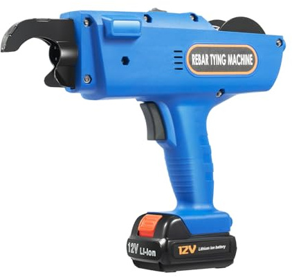 12V Elektrische Rebar Bindemaschine, Rebar Tying Bindemaschine mit Aufbewahrungsbox 2 Lithium Ionen Batterien Knotendrahtlänge 300-500mm (bleu)