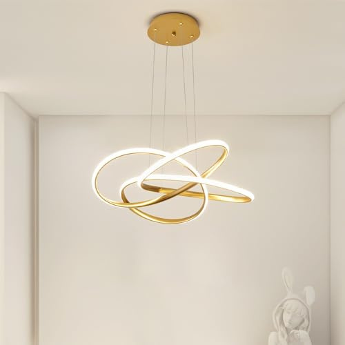 Luce del pendente del LED Lampada a sospensione moderna dell'oro soffitto Luce decorativa del pendente Lampadario creativo del LED Dimmable con il telecomando Lampade a sospensione moderne del progett
