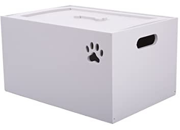Dog Toys Chest Storage Collection Box With Lid Wooden Crates Gift Hampers (Grey, Extra Large)