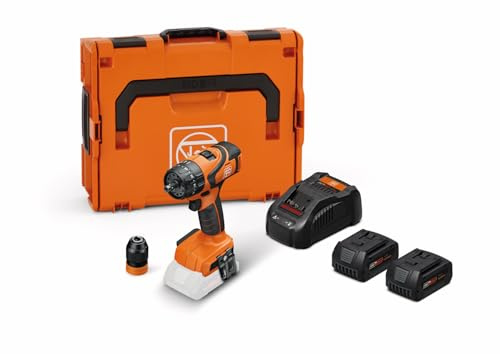 FEIN Batteridriven slagborrskruvdragare, ASB 18 Q AS 2-växlad borrmaskin med borstlös motor och QuickIN-hölje, för borrning upp till 13 mm, med 2 x 18 V 5 Ah batterier och GAL 1 880 hk AS-laddare