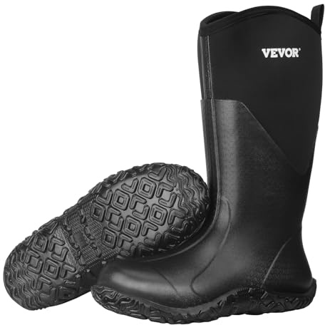 VEVOR Bottes en caoutchouc pour hommes, bottes de pluie antidérapantes imperméables, chaussures de boue isolées pour jardinage, bottes de sécurité légères, pour fabrication, agriculture, taille 12 US