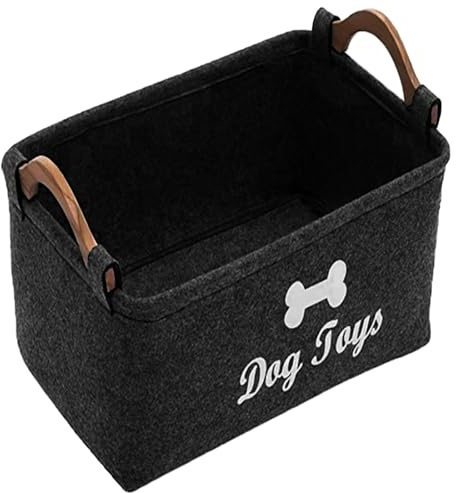 Tbczvx Dog Toy Storage Basket, Black, 38x25x18cm, Rectangular, Unisex, Portable, Moistureproof, Suitable for Living Rooms, Bedrooms, or Outdoor Spaces