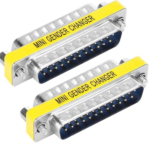 VISSQH 2 Pezzi DB25 maschio a maschio Accoppiatore Connettore,25 pin DB25 seriale adattatore per Gender Changer,trasferimento dati e connessione dispositivi