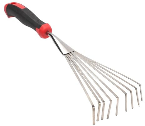 Ruwshuuk Rastrillo Manual Pequeño - Rastrillo De Jardín Pequeño para Macizos De Flores | Herramienta Corta De Jardinería Resistente para Deshierbe Manual Y Cultivo De Suelo