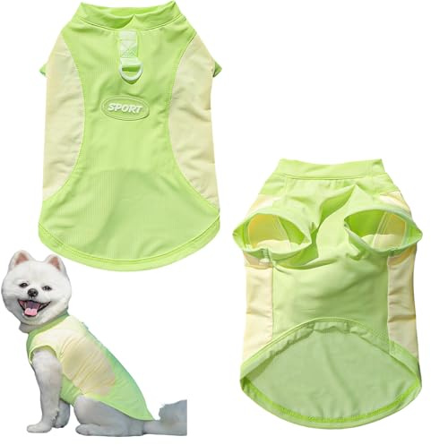Dog Cooling Vest, Breathable Ice Pet Dog Cooling Coat Jacket UV Sun Protection Dogs Summer Clothes Shirt for Puppy Small Medium Dogs Cats Outdoor Hiking Training (Green, M)