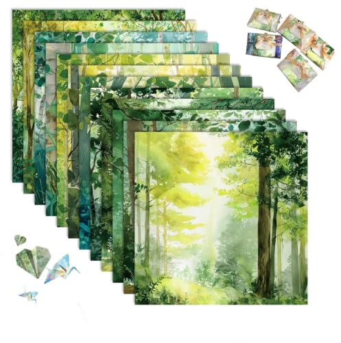 24 Sheets Forest Style Scrapbook Paper 6x6 Inch Nature Forest Themed Oil Painting Cardstock for DIY Card Making Photo Albums Journaling Acid Free Decorative Craft Paper Pad for Hobby Craft Decoration