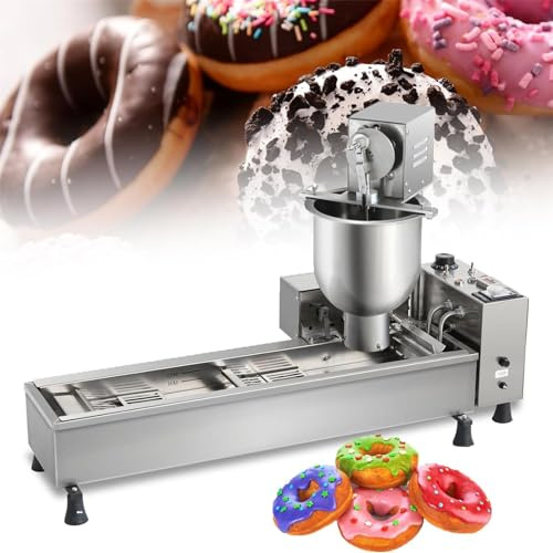 Macchina Automatica per Fare Ciambelle da 3000 W (Stampi di 3 Dimensioni) - Tramoggia da 7 Litri, Friggitrice per Ciambelle - Ciambella Automatica in Acciaio Inossidabile 304