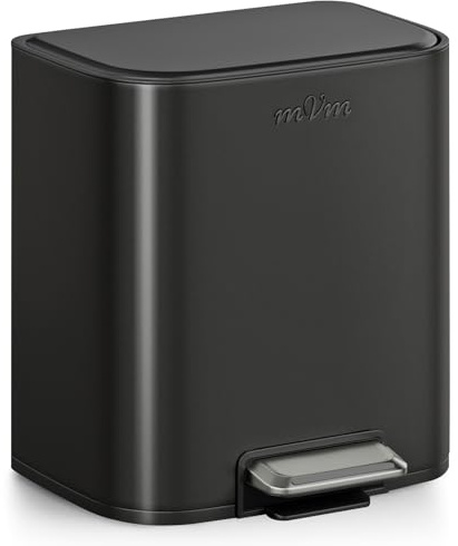 mVm Poubelle de cuisine, poubelle ronde à pédale en acier inoxydable de 20litres pour salle de bain, poubelle avec couvercle et seau intérieur