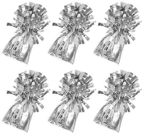 UTHCLO 6 Pezzi Pesi per Palloncini in Plastica Metallizzata Argento Accessori Resistenti e Riutilizzabili per Feste Compleanni Matrimoni e Shower per Decorazioni con Gas Elio