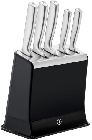 Tefal EverSharp, Set de 5 cuchillos, Bloque con afilador, Acero Inoxidable, Afilado duradero, K2976S04
