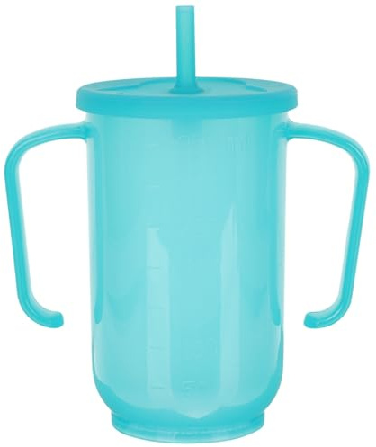 Alipis Tasse à Bec Anti-écoulement Anse et Paille, Gobelet pour Personnes Âgées et Patients Handicapés, Mug D'alimentation Liquide Portable, Tasse Ergonomique pour Dysphagie
