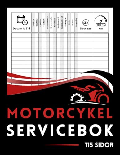 Motorcykel Servicebok: Praktisk loggbok för underhåll och reparationer | Stort format 21,59 x 27,94 cm – 115 sidor