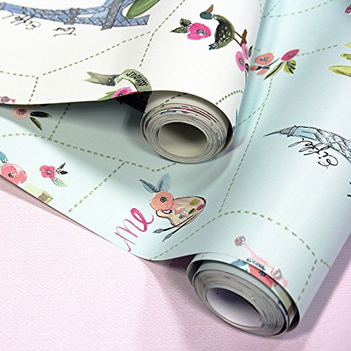 Arthouse 696104 Paris with Love Wallpaper, Duck Egg, 53 cm x 10.05 m