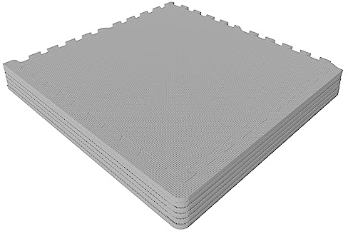Tapis puzzle de protection avec bordures interconnectables de 1,2cm d'épaisseur en mousse EVA 18 éléments - Coloris Noir, Bleu, Gris ou Rouge