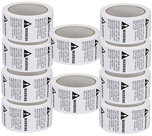 BETCKEY - White Warning Shipping Packing Labels/Stickers, Suffocation Warning Keep Away from Children, 50mm x 50mm, 10 Rolls/5000 Labels