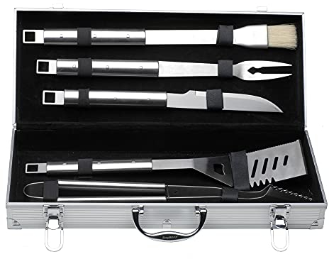 BERGHOFF 1108180 Ensemble barbecue 6 pièces Set mallette, acier inoxydable