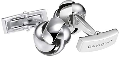 DAVIDOFF ESSENTIALS Manschettenknöpfe Silber – exklusive rhodinierte Messing Manschettenknöpfe – stilvolle Herren Accessoires in attraktiver Knoten-Form