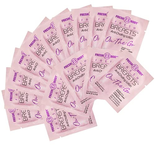 Fresh BREASTS On-The-Go Anti Chafing Deodorant Lotion to Powder - Unscented, 0.07oz Travel Size (15 pack) Anti Chafe Cream for Women, Inner Thighs & Areas that Sweat - No Talc, Aluminum