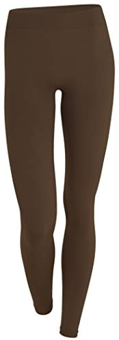 Yenita Thermoleggings Gefütterte Damen Legging mit Innenfleece im 2er Pack, Winter Seamless Thermo Legging in Braun, GR: S/M