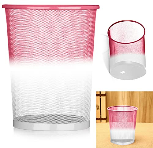 ARA CHOICE Colourful Mesh Waste Bins Rubbish Paper Wastebasket Trash Can Dustbin For Home Office Durable and easy to use Recycling Bin for Bedrooms Multi Colour. (Rose Pink)