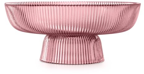 Navaris Frucht Schüssel aus Glas - rote Glasschüssel für Früchte Salat Deko - Salatschüssel - Deko Schale aus solidem Glas - Bowl Schüssel - Rot