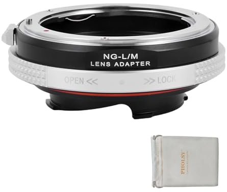 PHOLSY objektivadapter med bländarkontrollringen kompatibel med Nikon F (G-typ) objektiv och Leica M Mount kamerahus med 6-bitars kodning Nikon G på Leica M