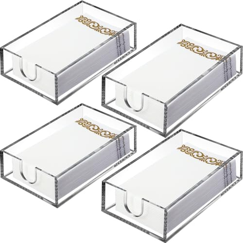 Layhit 4 Pack Acrylic Paper Towel Holder for Bathroom Cocktail Napkin Holder Clear Paper Towel Tray for Kitchen Bar Table Weddings Party Restaurant Office (8.5 x 5 Inch)
