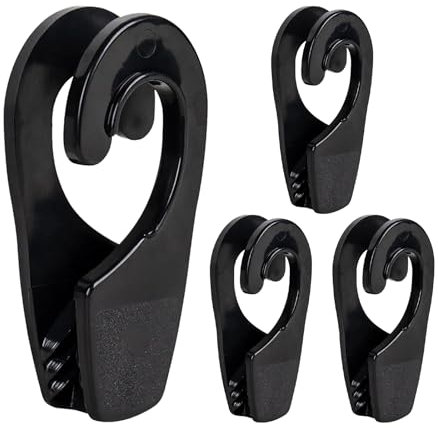 SWTHM 4PCS Marine Boat Fender Hook, Rail Mounted Boat Fender Hanger Boat Fender Positioning Hook Fits for φ2.5CM Rail & Rope up to φ3.4CM Marine Boat Hook Accessories (Black)