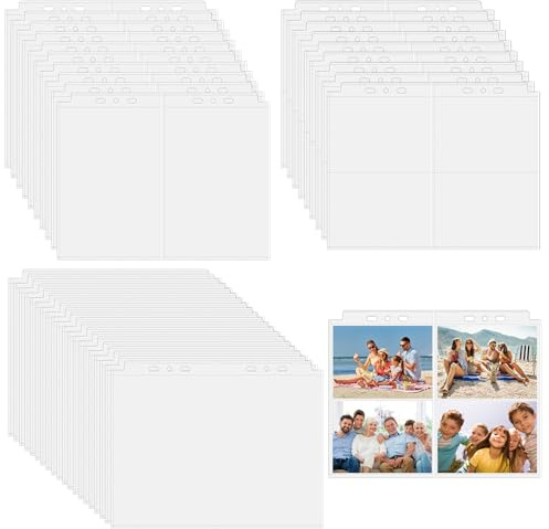 40 unidades de 80 bolsillos para fotos, fundas transparentes de polipropileno para carpeta de anillas A5 2/3/6 fundas transparentes para tarjetas postales de una sola cara, 7 agujeros, carpetas de