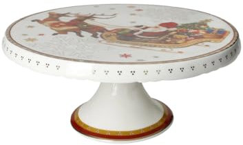 Brandani 89921 Alzata Christmas Porcellana â€“ Elegante Alzata per Dolci e Stuzzichini in New Bone China, cm ø 20,5x9h