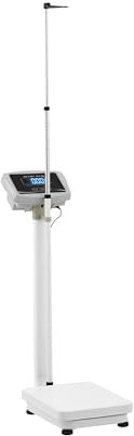 Steinberg Systems Personenwaage digital für Größe und Gewicht 180 kg 50 g genau 2 m Akku- und Netzbetrieb Körperwaage Säulenwaage Waage Arztpraxis