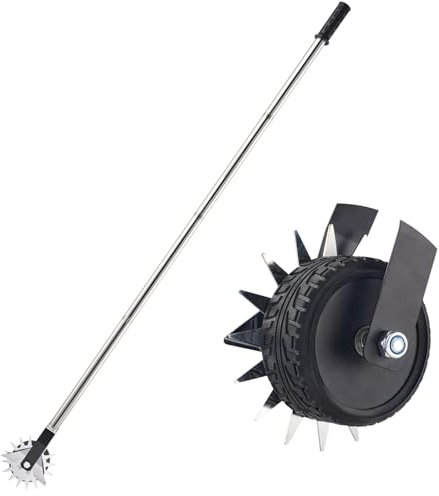 Ricyea Rasenkantenschneider mit Stiel, Kantenschneider Rasen Kantenmesser mit Rolle, Einstellbarer Edelstahlgriff, 2025 PRO Gartenzubehör zum Abstechen von Rasenkanten