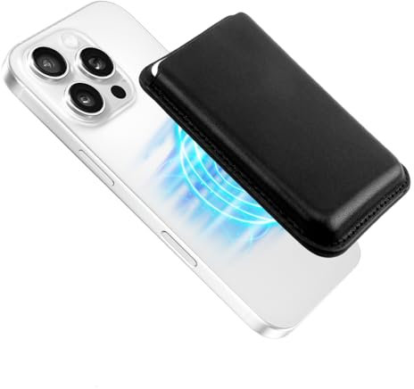 CJMUQHEHH Cartera para MagSafe, Magnético Tarjetero Móvil Tarjetero, Cuero Magsafe Tarjetero para 3 Tarjetas, Compatible con iPhone 16 15 14 13 12 Pro/Pro Max/Plus/Mini Series, Negro, Negro