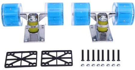 Fockety Set di Truck e Ruote per Skateboard Longboard, Ruote da Skateboard 55 x 45 mm, Set di Truck e Ruote per Skateboards, Kit di ferramenta per Skateboards per Cruiser (Blue)