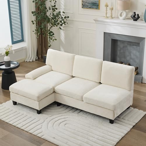 PUGSDRLY 194 × 118 × 81 cm Canapé et Banquette rembourrés, canapé d'angle Trois Places Convient aux Salons et aux Appartements (Beige, 194 x 118 x 81 cm)