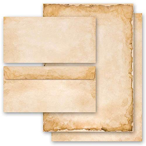 Set di cancelleria Antico & Storia, VINTAGE 50 fogli di carta da lettera e 50 buste DIN LANG (senza finestra) | Paper-Media