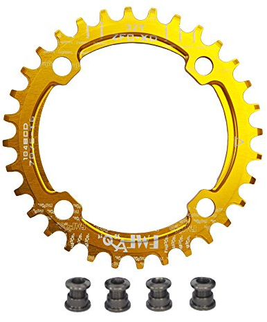 UPANBIKE Bike Schmal Breit Kettenblatt 104 BCD Runde Form Single Kettenblätter 32T(Gold)