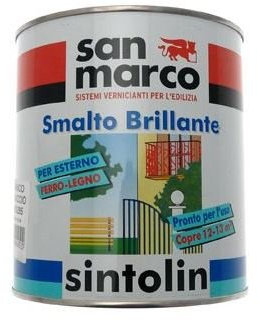 SINTOLIN SMALTO VERNICE BRILLANTE SINTETICO UNIVERSALE PER ESTERNO/INTERNO FUMO DI LONDRA 750 ML applicato sia su legno che su metallo preventivamente trattati.