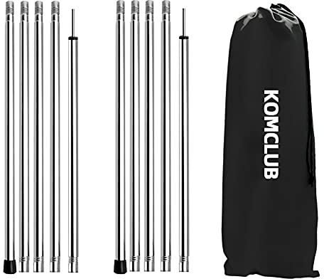 KOMCLUB Adjustable Tent Poles - Heavy Duty Stainless Steel, Lightweight, 78 Collapsible Telescoping Camping Poles Set of 2 for Tarp, Awning, Tent, Hiking Tarp Shelter