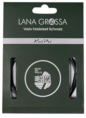 Lana Grossa Nadelseil Vario 100 cm – Flexibles Rundstrickseil in Schwarz, nahtloser Übergang, kombinierbar mit Nadelspitzen – Strickzubehör für Pullover, Schals & Mützen