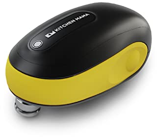 Kitchen Mama One-to-Go Electric Can Opener: One-Touch Operation, Auto Detect Most Can Shapes, Auto-Stop As Task Completes, Smooth Edge, Handy with Lid Lift, Battery Operated Can Opener (Yellow)