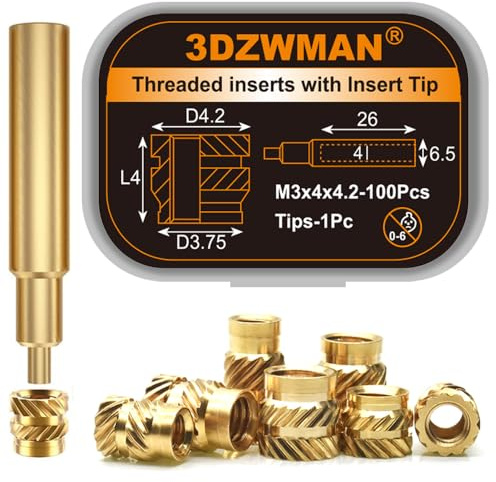 3DZWMAN M3x4x4,2 Inserts filetés pour les pièces d'impression en 3D