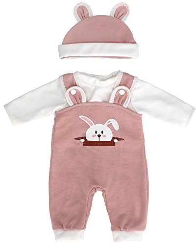 ZWOOS Puppenkleidung für Babypuppen 35-43 cm, süßes Outfit mit Hut kompatibel mit New Born Baby Puppen, Geschenke für Mädchen, Kinder